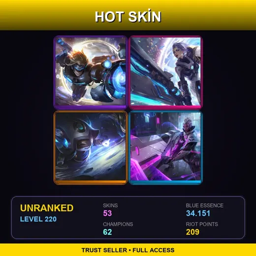 LAS | Cosmic Enchantress Lulu | Pulsefire Ezreal | Pulsefire Riven | PROJECT: Senna | 53 Skin | 62 Champ | Lv220