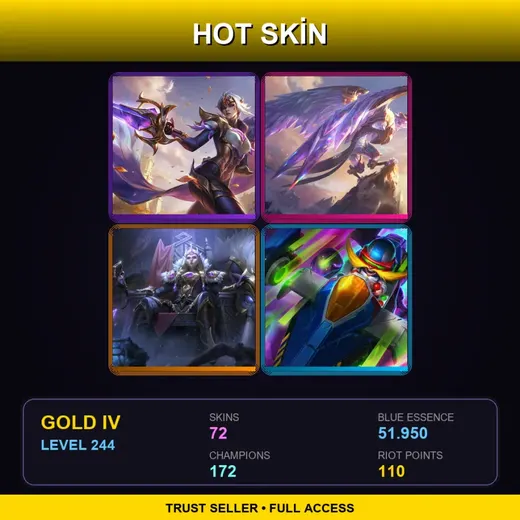 SG | Victorious Fiora | Victorious Anivia | Victorious Sejuani | Arcade Corki | 72 Skin | 172 Champ | Gold IV | Lv244