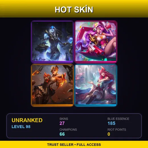 LAS | High Noon Evelynn | Spirit Blossom Ahri | Spirit Blossom Riven | Arcade Miss Fortune | 27 Skin | 66 Champ | Lv98