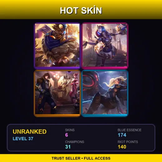 BR | Victorious Maokai | Victorious Orianna | Queen of Diamonds Syndra | Riot Kayle | 6 Skin | 31 Champ | Lv37