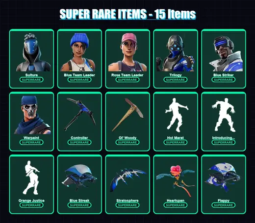 [PC/XBOX] | Sultura | Blue Team Leader | Rose Team Leader | Trilogy | Blue Striker | 47 skin | 58 pickaxe | 61 emote | 67 glider | Lv636