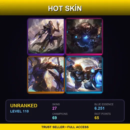 LAN | Victorious Lucian | Hextech Galio | Victorious Aatrox | Pulsefire Ezreal | 27 Skin | 69 Champ | Lv110