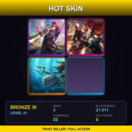 BR | Battle Academia Yone | Academy Ahri | Atlantean Fizz | 3 Skin | 33 Champ | Bronze III | Lv41