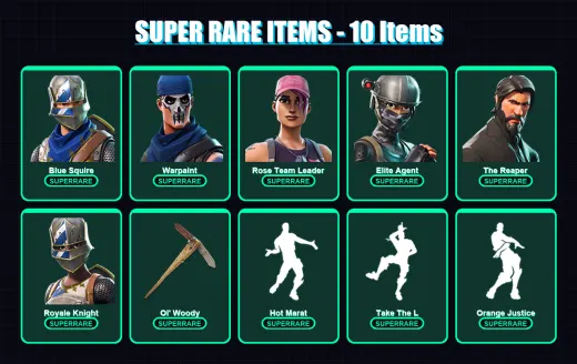 [PS4/PS5/XBOX/PC] | Blue Squire | Warpaint | Rose Team Leader | Elite Agent | The Reaper | 32 skin | 53 pickaxe | 53 emote | 62 glider | Lv968