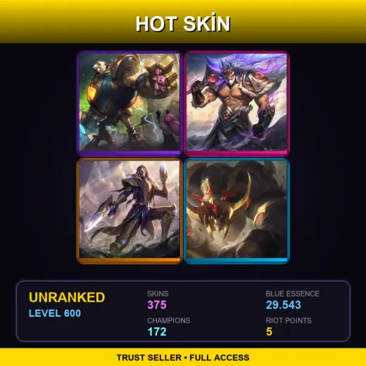 VN | Victorious Blitzcrank | Victorious Tryndamere | Victorious Lucian | Conqueror Alistar | 375 Skin | 172 Champ | Lv600