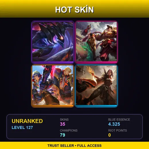 TR | Battle Academia Garen | High Noon Irelia | Elderwood Veigar | Dark Star Kha'Zix | 35 Skin | 79 Champ | Lv127