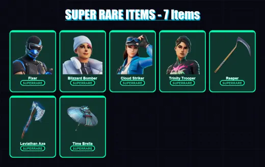 [PS4/PS5/XBOX/PC] | Fixer | Blizzard Bomber | Cloud Striker | Trinity Trooper | Optimus Prime | 61 skin | 71 pickaxe | 50 emote | 53 glider | Lv1175