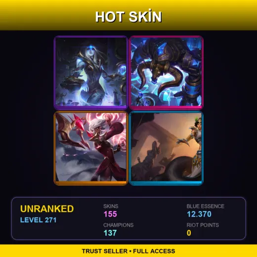VN | Cosmic Queen Ashe | Hextech Alistar | Conqueror Karma | Mythic Cassiopeia | 155 Skin | 137 Champ | Lv271