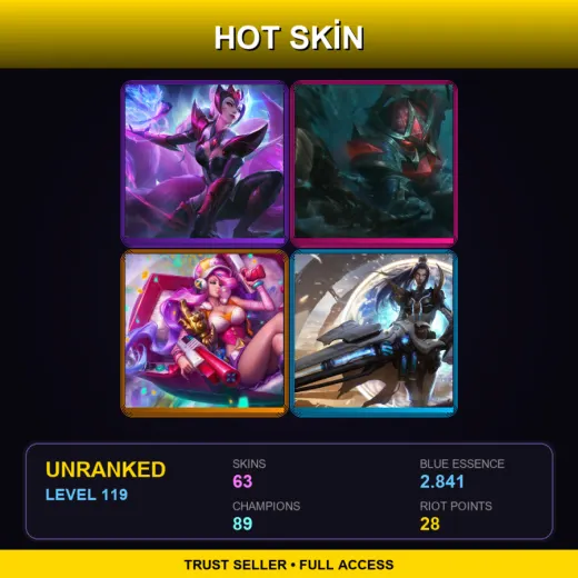 LAS | Challenger Ahri | Conqueror Nautilus | Arcade Miss Fortune | Pulsefire Caitlyn | 63 Skin | 89 Champ | Lv119