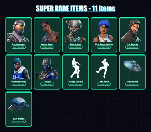 [PS4/PS5/XBOX/PC] | Rogue Agent | Travis Scott | Elite Agent | Blue Team Leader | The Reaper | 18 skin | 24 pickaxe | 28 emote | 26 glider | Lv426