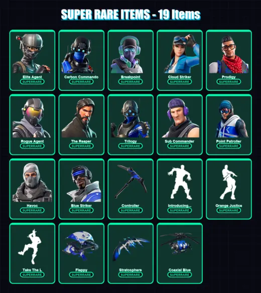 [PC/XBOX] | Elite Agent | Carbon Commando | Breakpoint | Cloud Striker | Prodigy | 58 skin | 44 pickaxe | 55 emote | 50 glider | Lv753