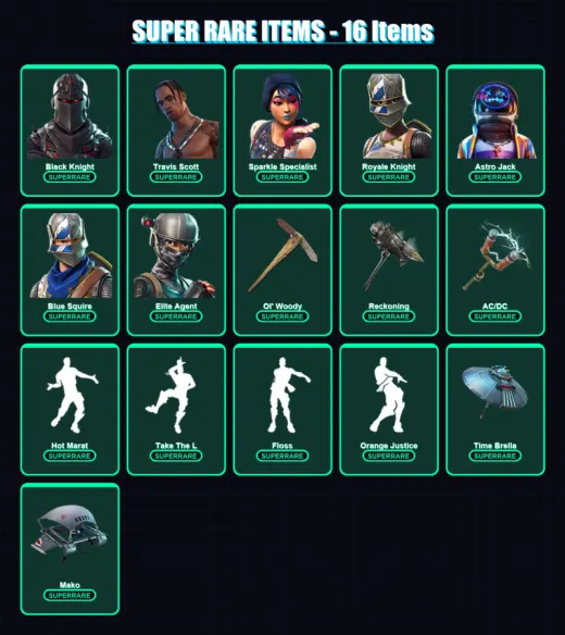 [PC/PSN] | Black Knight | Travis Scott | Sparkle Specialist | Royale Knight | Astro Jack | 114 skin | 112 pickaxe | 89 emote | 109 glider | Lv1612