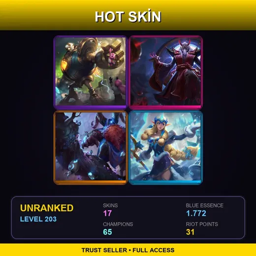 EUW | Victorious Blitzcrank | Blood Moon Zilean | Elderwood Bard | Winter Wonder Soraka | 17 Skin | 65 Champ | Lv203