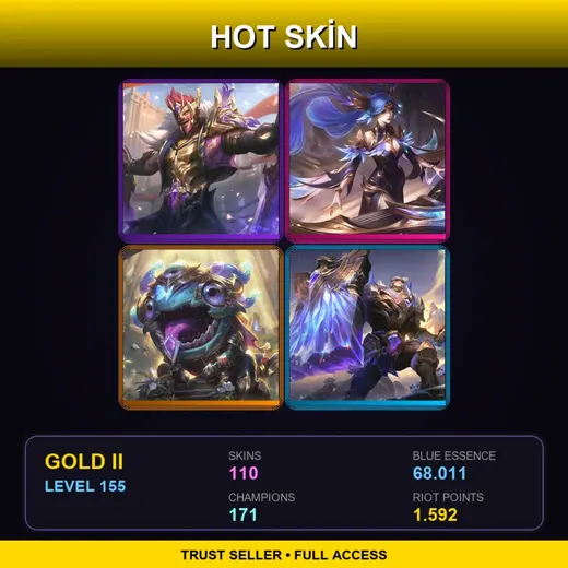 TR | Victorious Draven | Victorious Sona | Victorious Kog'Maw | Victorious Braum | 110 Skin | 171 Champ | Gold II | Lv155