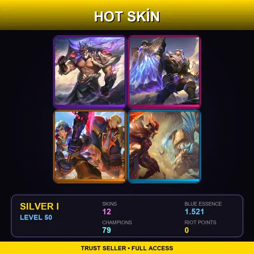 EUNE | Victorious Tryndamere | Victorious Braum | Battle Academia Garen | Dragon Guardian Galio | 12 Skin | 79 Champ | Silver I | Lv50