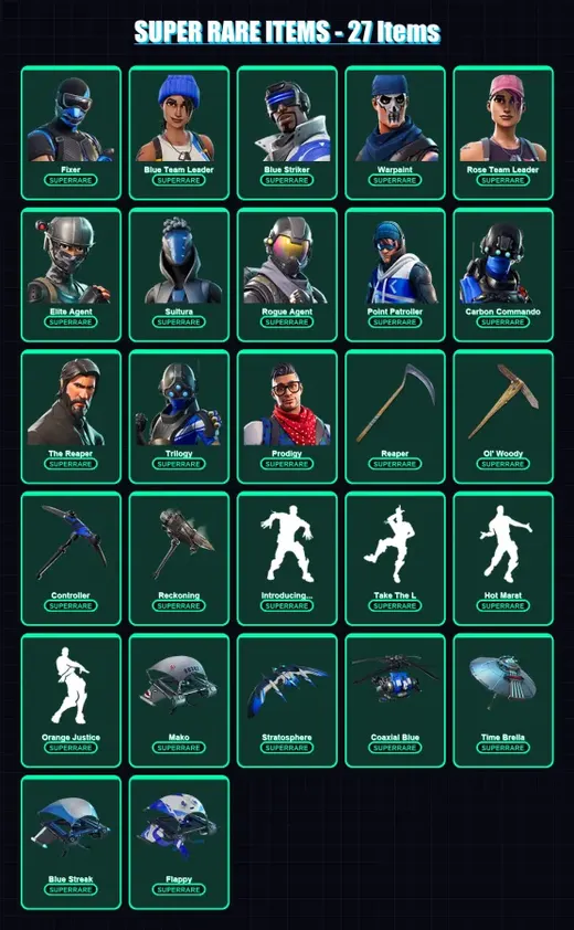 [PC/XBOX] | Fixer | Blue Team Leader | Blue Striker | Warpaint | Rose Team Leader | 148 skin | 193 pickaxe | 147 emote | 155 glider | Lv2765