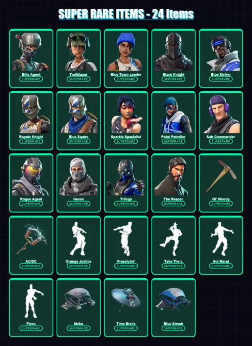 [PS4/PS5/XBOX/PC] | Elite Agent | Trailblazer | Blue Team Leader | Black Knight | Blue Striker | 57 skin | 52 pickaxe | 55 emote | 60 glider | Lv952