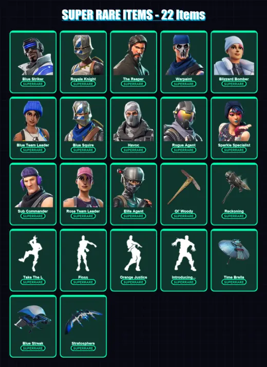 [PS4/PS5/XBOX/PC] | Blue Striker | Royale Knight | The Reaper | Warpaint | Blizzard Bomber | 155 skin | 175 pickaxe | 133 emote | 166 glider | Lv190