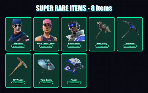 [PS4/PS5/XBOX/PC] | Warpaint | Rose Team Leader | Blue Striker | Omegarok | Deadfire | 87 skin | 110 pickaxe | 70 emote | 76 glider | Lv894