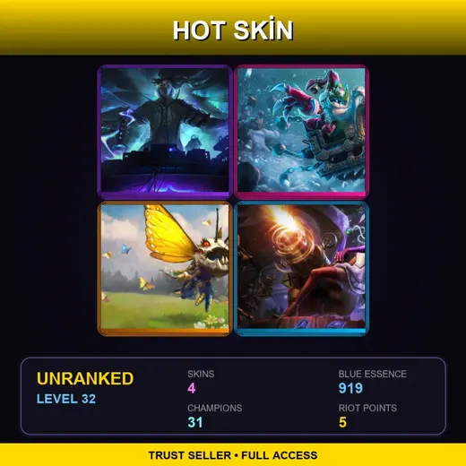OCE | True Damage Yasuo | Bad Santa Veigar | Monarch Kog'Maw | Crime City Jinx | 4 Skin | 31 Champ | Lv32 — Bad Santa Veigar
