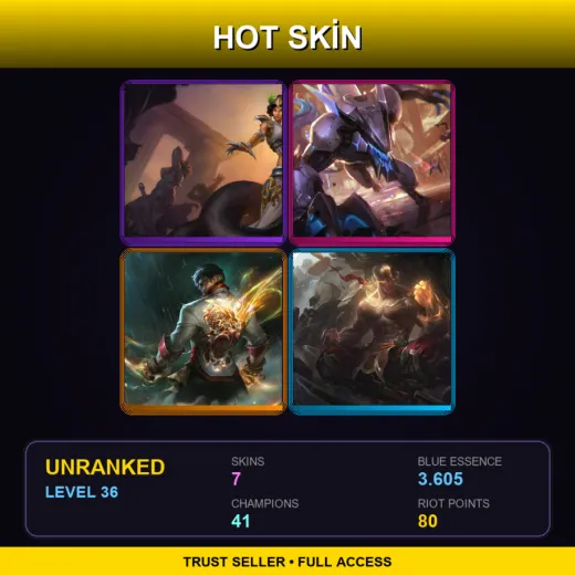 EUW | Mythic Cassiopeia | PROJECT: Warwick | Dragon Fist Lee Sin | God Fist Lee Sin | 7 Skin | 41 Champ | Lv36