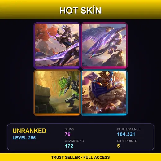 VN | Victorious Master Yi | Victorious Anivia | Hextech Singed | Victorious Maokai | 76 Skin | 172 Champ | Lv255