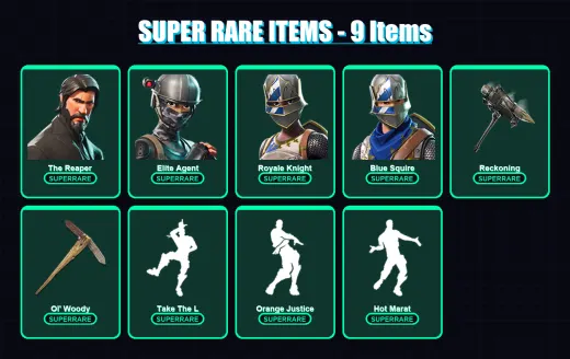 [PC] | The Reaper | Elite Agent | Royale Knight | Blue Squire | Luxe | 119 skin | 181 pickaxe | 152 emote | 149 glider | Lv2011