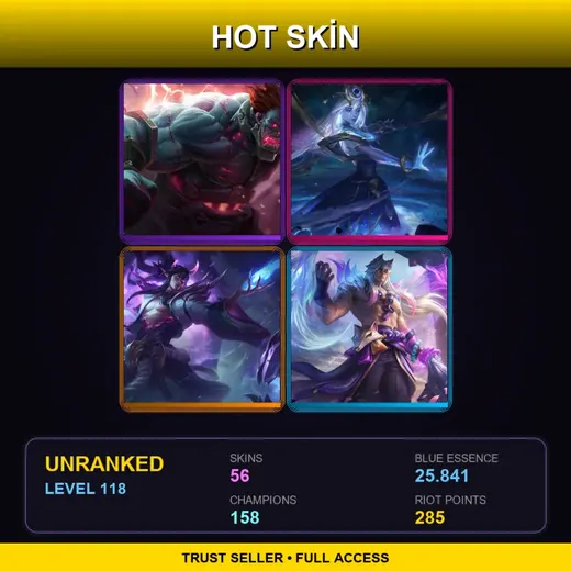 SG | Hextech Sion | Spirit Blossom Thresh | Spirit Blossom Sett | Blood Moon Master Yi | 56 Skin | 158 Champ | Lv118 — Monster Tamer Veigar