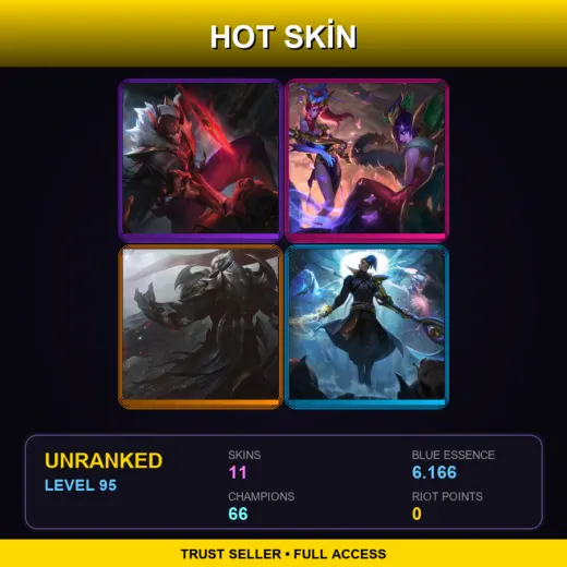 EUW | Blood Moon Pyke | Lunar Wraith Morgana | God-King Darius | Odyssey Kayn | 11 Skin | 66 Champ | Lv95