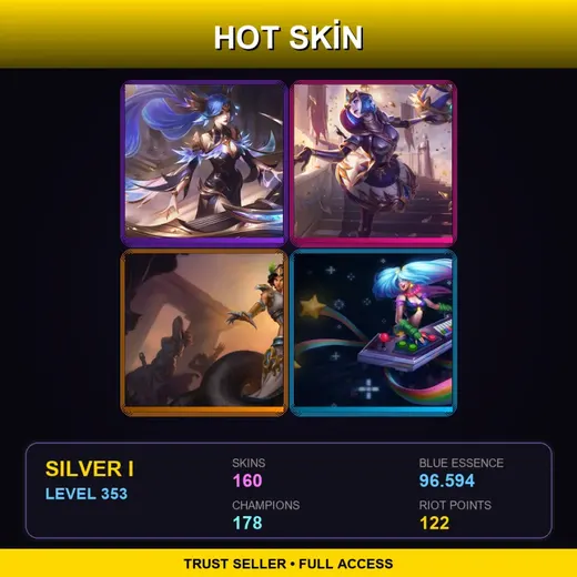 SG | Victorious Sona | Victorious Orianna | Mythic Cassiopeia | Battle Academia Leona | 160 Skin | 178 Champ | Silver I | Lv353