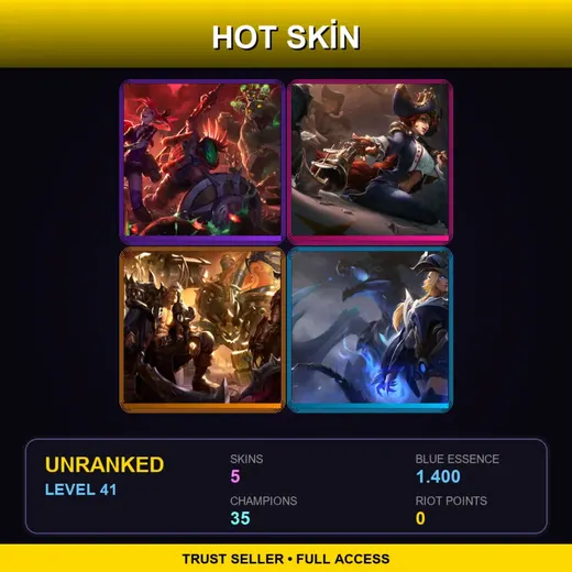 LAN | Zombie Nunu & Willump | Waterloo Miss Fortune | Ironside Malphite | Worlds 2014 Shyvana | 5 Skin | 35 Champ | Lv41 — Waterloo Miss Fortune