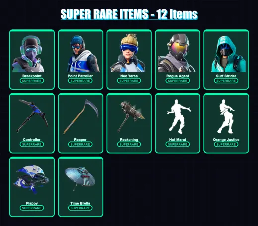 [PC/XBOX] | Breakpoint | Point Patroller | Neo Versa | Rogue Agent | Surf Strider | 134 skin | 112 pickaxe | 110 emote | 104 glider | Lv1493