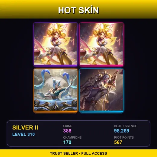 SG | Prestige Star Guardian Neeko (2022) | Prestige Star Guardian Neeko | Prestige Immortal Journey Sona | 388 Skin | 179 Champ | Silver II | Lv310
