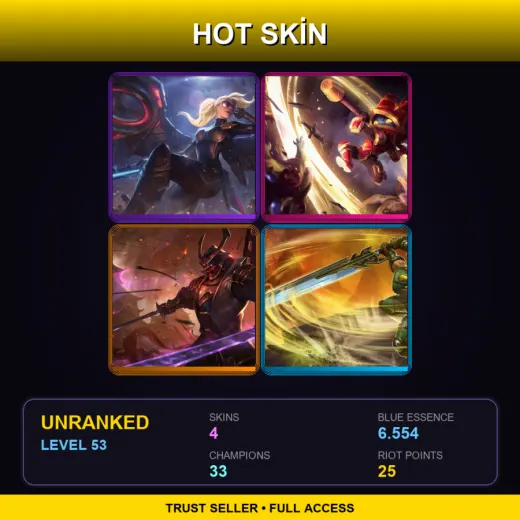 LAN | Riot Kayle | Scarlet Hammer Poppy | Warlord Shen | Commando Garen | 4 Skin | 33 Champ | Lv53