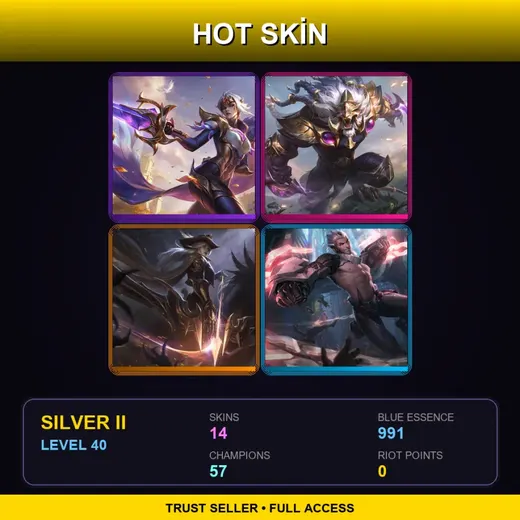 EUW | Victorious Fiora | Victorious Rengar | High Noon Ashe | PROJECT: Sylas | 14 Skin | 57 Champ | Silver II | Lv40