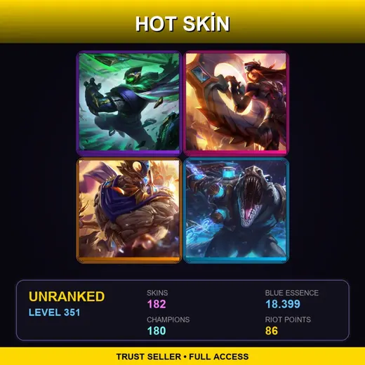SG | Conqueror Jax | Victorious Sivir | Victorious Maokai | Hextech Renekton | 182 Skin | 180 Champ | Lv351