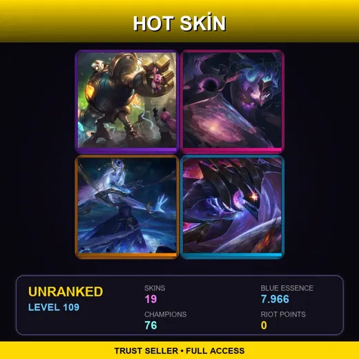 LAS | Victorious Blitzcrank | PROJECT: Yi | Dark Star Shaco | Cosmic Lux | 19 Skin | 76 Champ | Lv109