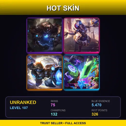 VN | Hextech Galio | Victorious Orianna | High Noon Ashe | Pulsefire Ezreal | 75 Skin | 132 Champ | Lv107 — Huntress Sivir