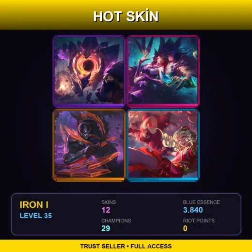 EUW | Dark Star Malphite | Star Guardian Xayah | PROJECT: Pyke | Sweetheart Annie | 12 Skin | 29 Champ | Iron I | Lv35 — Eternum Nocturne