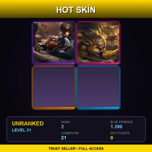 TR | Waterloo Miss Fortune | Stinger Akali | 2 Skin | 21 Champ | Lv31
