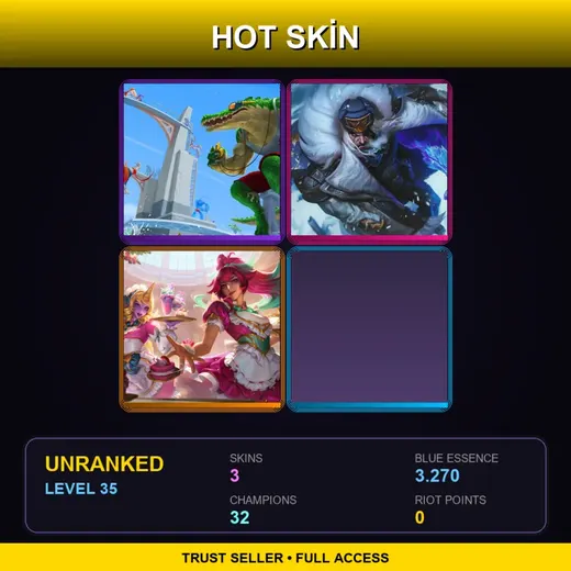 BR | Pool Party Renekton | Northern Front Swain | Cafe Cuties Sivir | 3 Skin | 32 Champ | Lv35