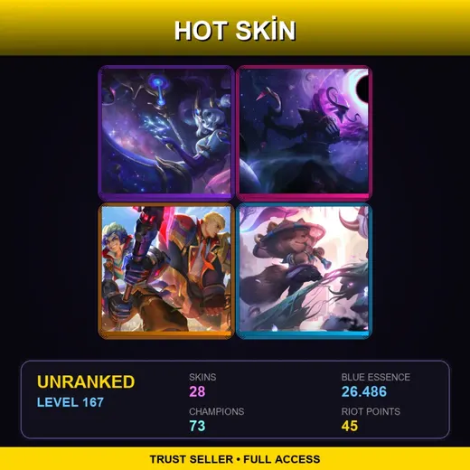 EUNE | Cosmic Destiny Nami | Dark Star Thresh | Battle Academia Garen | Spirit Blossom Teemo | 28 Skin | 73 Champ | Lv167