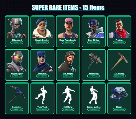 [PC/XBOX] | Elite Agent | Royale Bomber | Rose Team Leader | Blue Striker | Prodigy | 78 skin | 70 pickaxe | 80 emote | 73 glider | Lv825