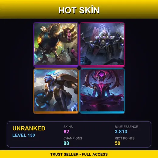 ME | Victorious Blitzcrank | Victorious Sejuani | Spirit Blossom Evelynn | Battle Academia Garen | 62 Skin | 88 Champ | Lv130
