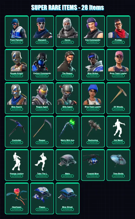 [PC/XBOX] | Point Patroller | Warpaint | Havoc | Sub Commander | Prodigy | 161 skin | 235 pickaxe | 148 emote | 184 glider | Lv2716