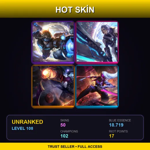 BR | Pulsefire Ezreal | Pulsefire Riven | Dark Star Varus | PROJECT: Katarina | 50 Skin | 102 Champ | Lv108