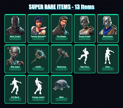[PS4/PS5/XBOX/PC] | Black Knight | Sparkle Specialist | The Reaper | Royale Knight | Blue Squire | 50 skin | 43 pickaxe | 57 emote | 54 glider | Lv9