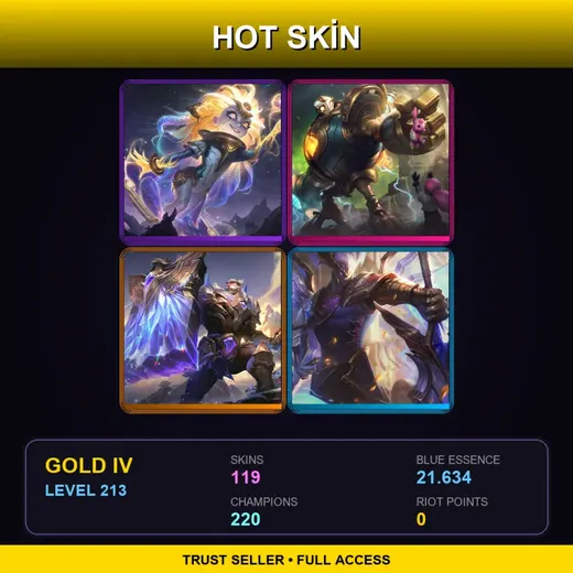 LAN | Prestige Eternal Aspect Zoe | Victorious Blitzcrank | Victorious Braum | Victorious Aatrox | 119 Skin | 220 Champ | Gold IV | Lv213