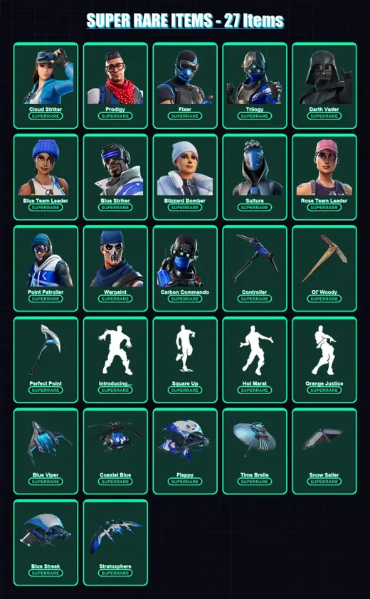 [PS4/PS5/XBOX/PC] | Cloud Striker | Prodigy | Fixer | Trilogy | Darth Vader | 415 skin | 418 pickaxe | 357 emote | 325 glider | Lv4712 — Game account