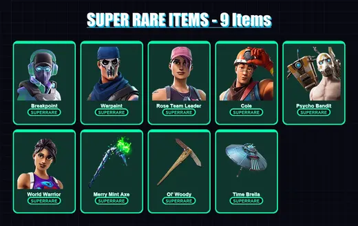 [PC/XBOX/PSN] | Breakpoint | Warpaint | Rose Team Leader | Cole | Psycho Bandit | 134 skin | 94 pickaxe | 90 emote | 68 glider | Lv932